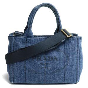 PRADA Canapa Denim Shoulder Bag
